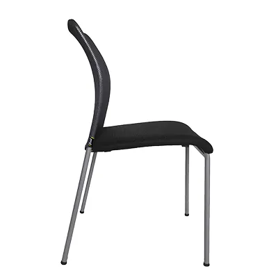 Chaise visiteur empilable Cancun – Assise nid d'abeille, dossier résille - Noir - Chaises d'intérieur-1
