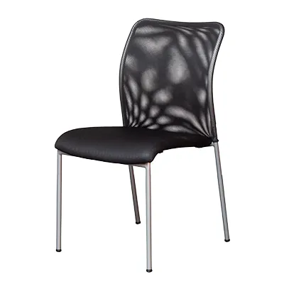 Chaise visiteur empilable Cancun – Assise nid d'abeille, dossier résille - Noir - Chaises d'intérieur-4