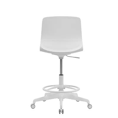 Siège assis-debout design Oslo blanc, polyuréthane, assise tissu, repose-pieds réglable, 135kg - Sièges de caisse-3