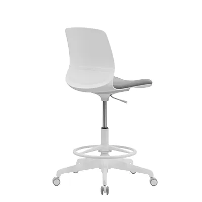 Siège assis-debout design Oslo blanc, polyuréthane, assise tissu, repose-pieds réglable, 135kg - Sièges de caisse-4