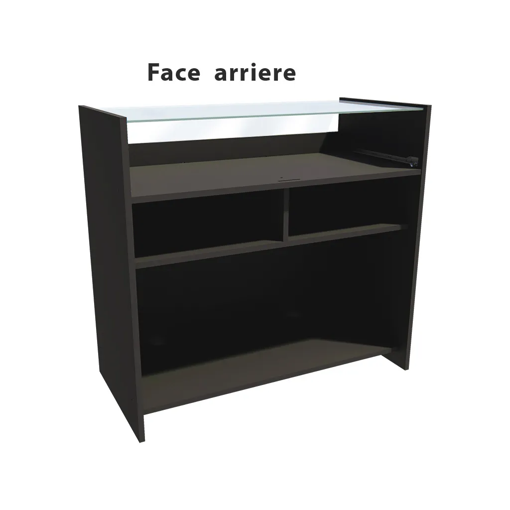 Comptoir vitrine noir 3 tablettes + 1 séparation 109,5 x 53 x H 102,5 cm - Comptoirs Boutique-1