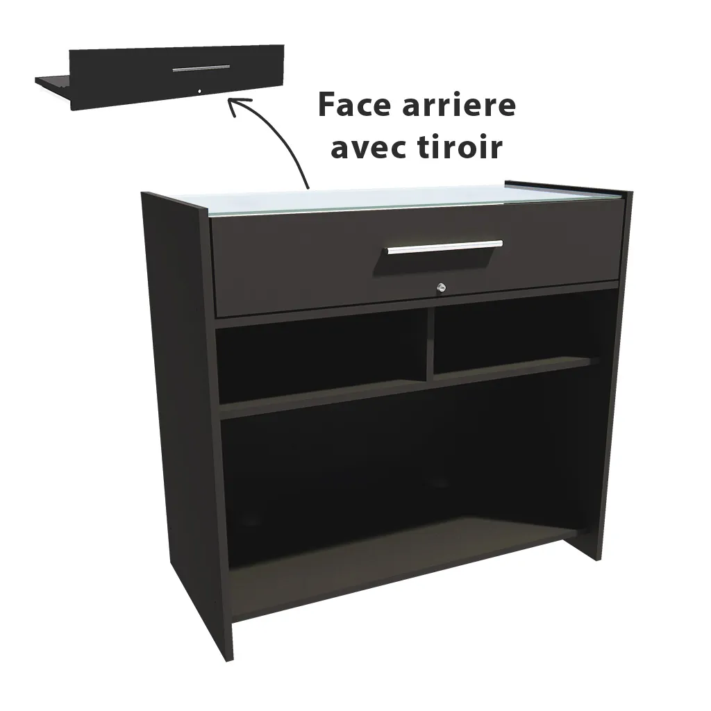 Comptoir vitrine noir 3 tablettes + 1 séparation 109,5 x 53 x H 102,5 cm - Comptoirs Boutique-3