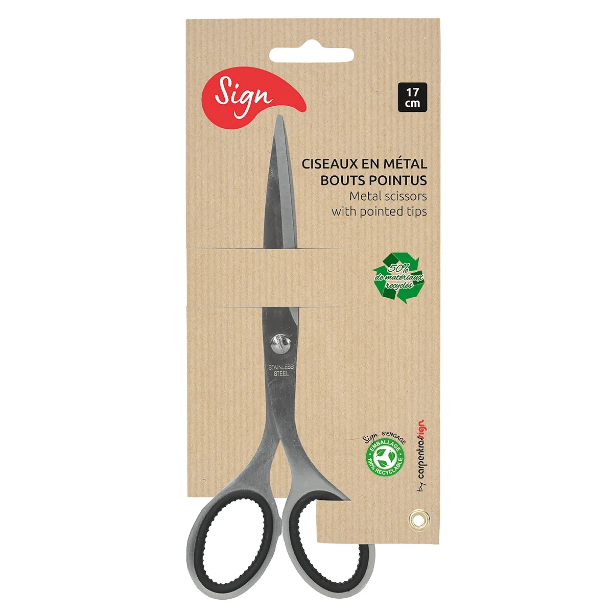 Ciseaux Ambidextre Noir & Inox SIGN Bouts Pointus 17 cm - Ciseaux-2