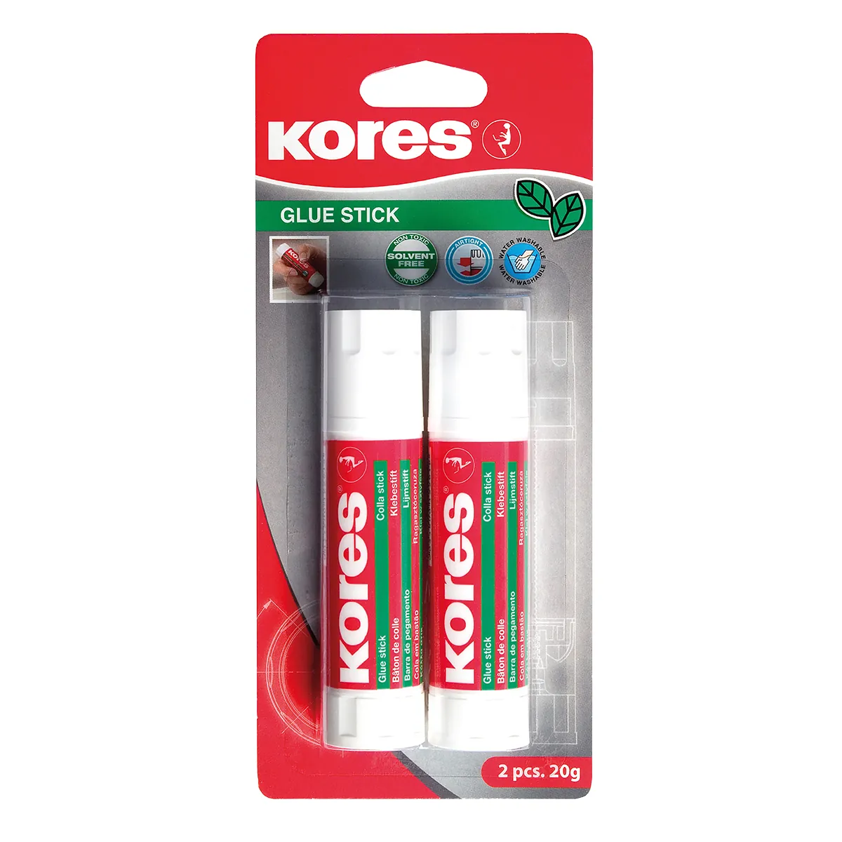 Bâtons de Colle Blanche Kores 20g - Lot de 2 - Dévidoirs, adhésifs, colles-1
