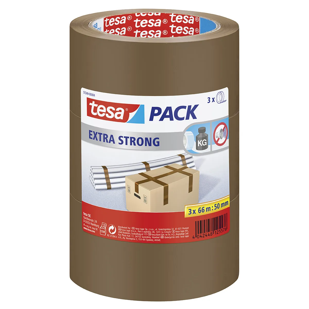 Ruban adhésif polypropylène havane 50 mm x 66 m Tesa - Ruban adhésif emballage - Lot de 3 - Rubans adhésifs et dévidoirs
