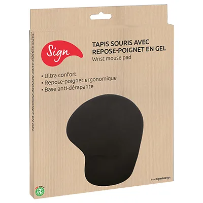 Tapis de souris ergonomique avec repose-poignet SIGN noir 225 x 200 mm - Ergonomie bureautique -2