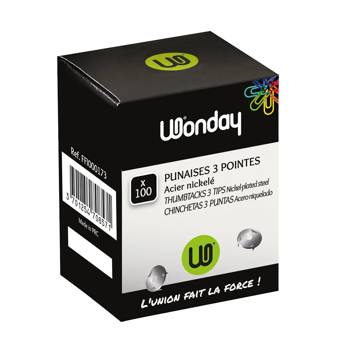 Punaises 3 Pointes en Acier Nickelé 12mm - Boîte de 100 - Punaises-Épingles