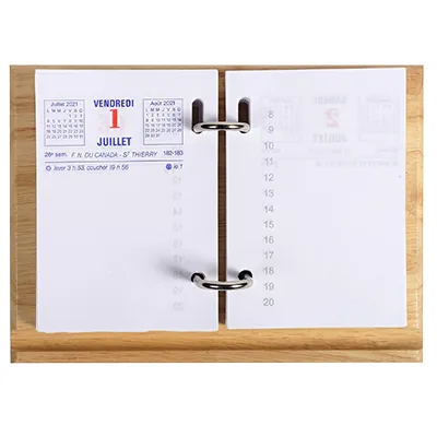 Support socle bloc éphéméride bois verni avec 2 arceaux métal - Calendriers professionnels-1