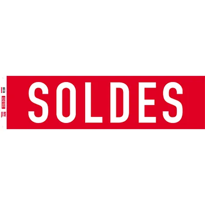 Affiche Soldes horizontale rouge / blanc 154 x 40 cm - Affiche Soldes magasin - Affiches Soldes