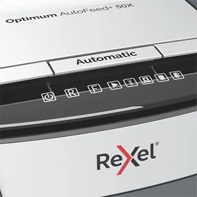 Destructeur de documents Rexel Optimum AutoFeed+ 50X coupe croisée DIN P4 50 feuilles 20L - Destructeurs de documents-2