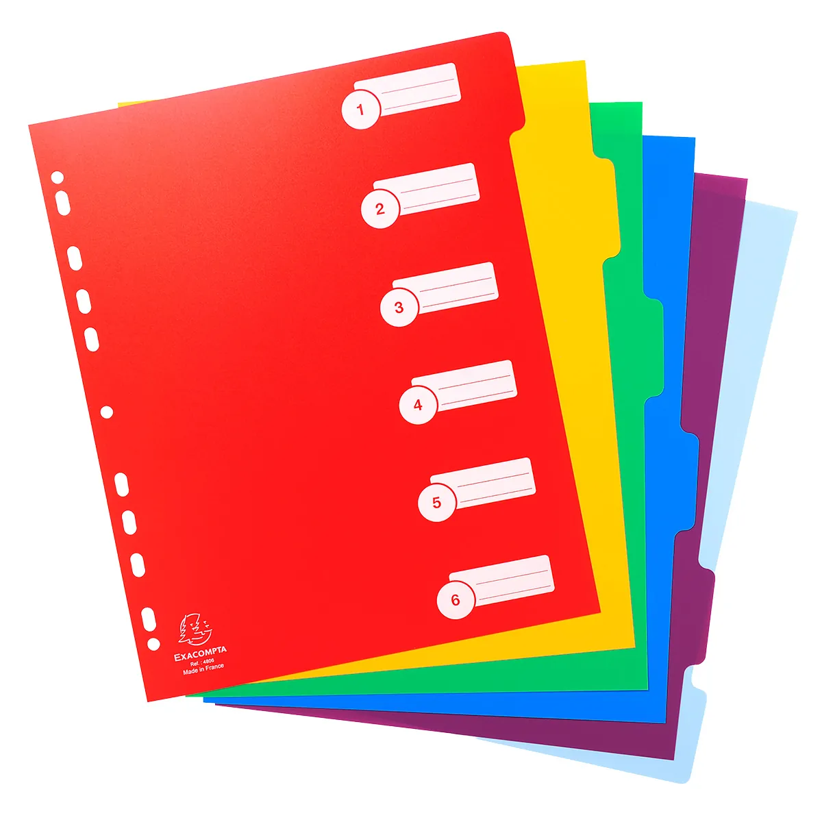 Intercalaires A4 maxi 6 positions Onglets inscriptibles Polypropylène Opaque Semi-Rigide - Exacompta - Intercalaires classeur, Trieurs documents