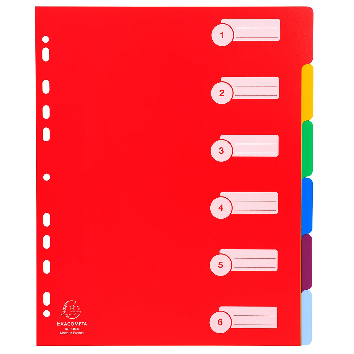 Intercalaires A4 maxi 6 positions Onglets inscriptibles Polypropylène Opaque Semi-Rigide - Exacompta - Intercalaires classeur, Trieurs documents-1
