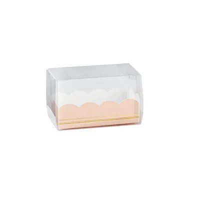 Boîte macarons Rose / Or PET 16 x 5 x 5 cm – 6 à 7 macarons - Emballage macarons - Lot de 10 - Boîtes macarons