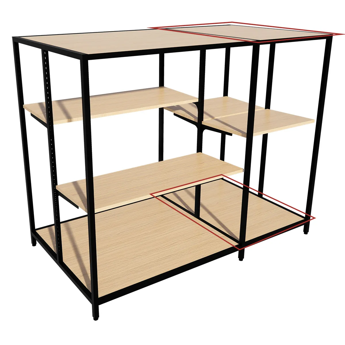 Plateau chêne Vicenza 57,5 x 84,7 cm pour gondole centrale Square 60 - Tablettes Bois Mélaminé-1