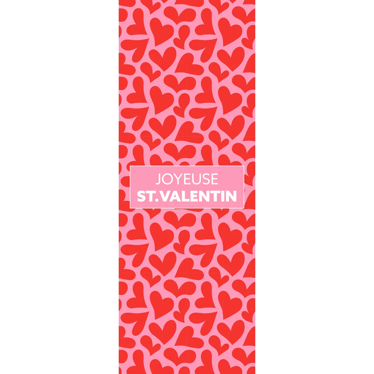 Affiche Saint Valentin Rose/Rouge/Coeurs 42 x 119 cm - Affiche vitrine