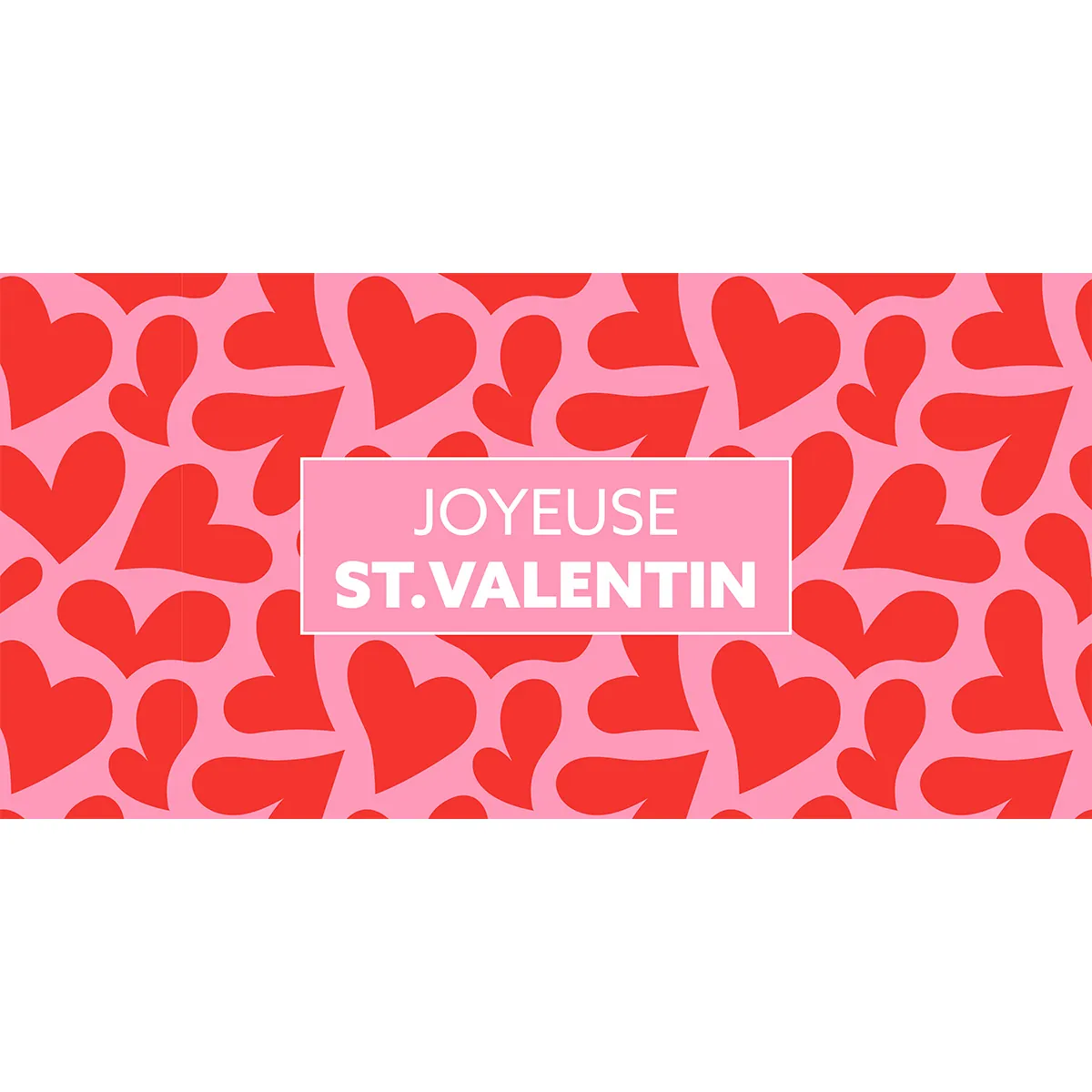 Affiche Saint Valentin Rose/Rouge/Coeurs 40 x 20 cm - Affiche vitrine - Affiches St Valentin