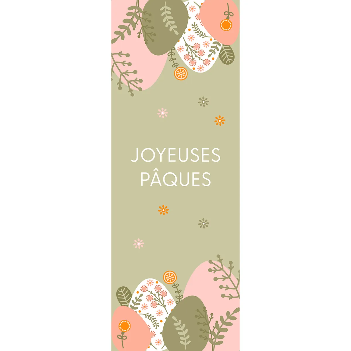 Affiche Pâques verticale motif œufs fleurs pastel 42 x 119 cm - Décors de Pâques