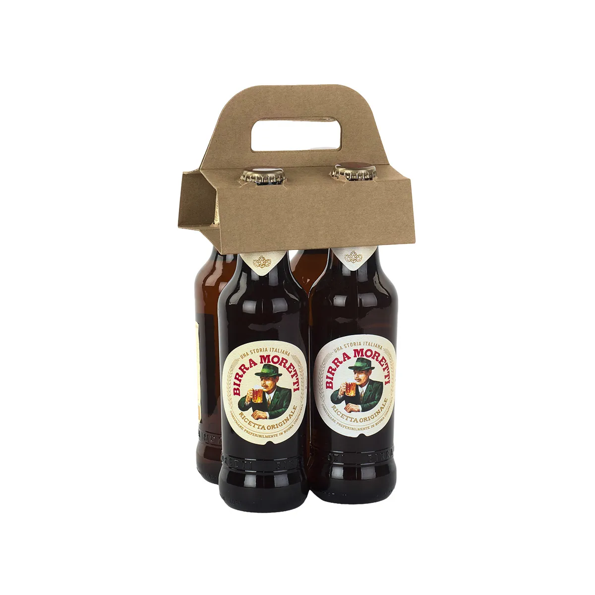 Porte-bouteille 4 bières hautes poignée kraft brun 15x13,5x4cm – Paquet de 100 - Mètres de bières, Emballages pour bouteilles de bières