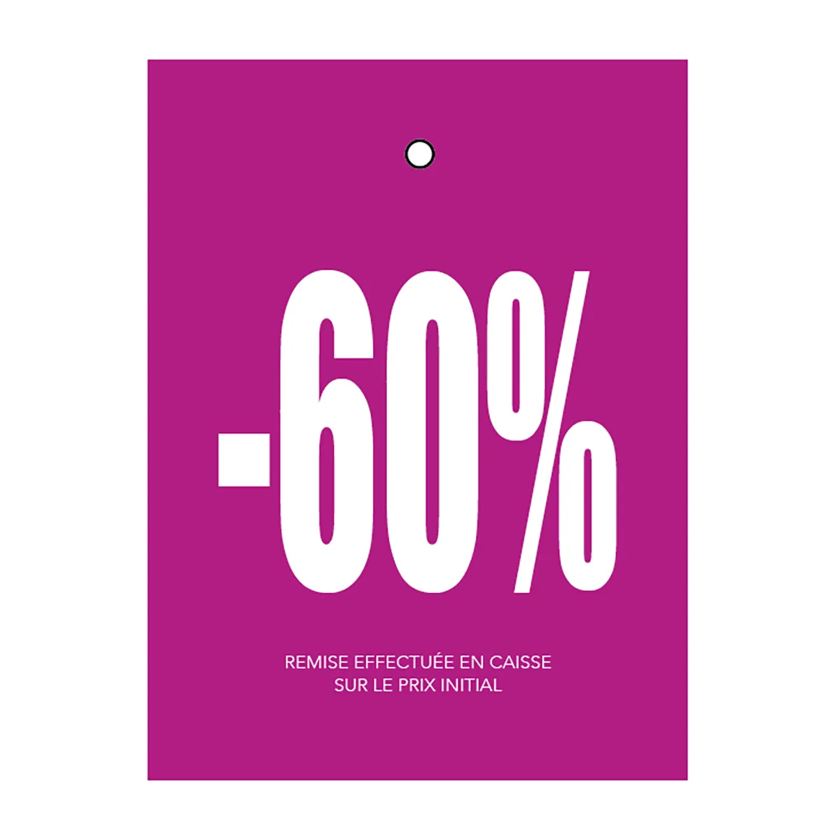 Etiquette à trou -60% bleu/blanc 50x70mm carton 200g - Lot de 250 - Etiquette Soldes - Étiquettes Soldes