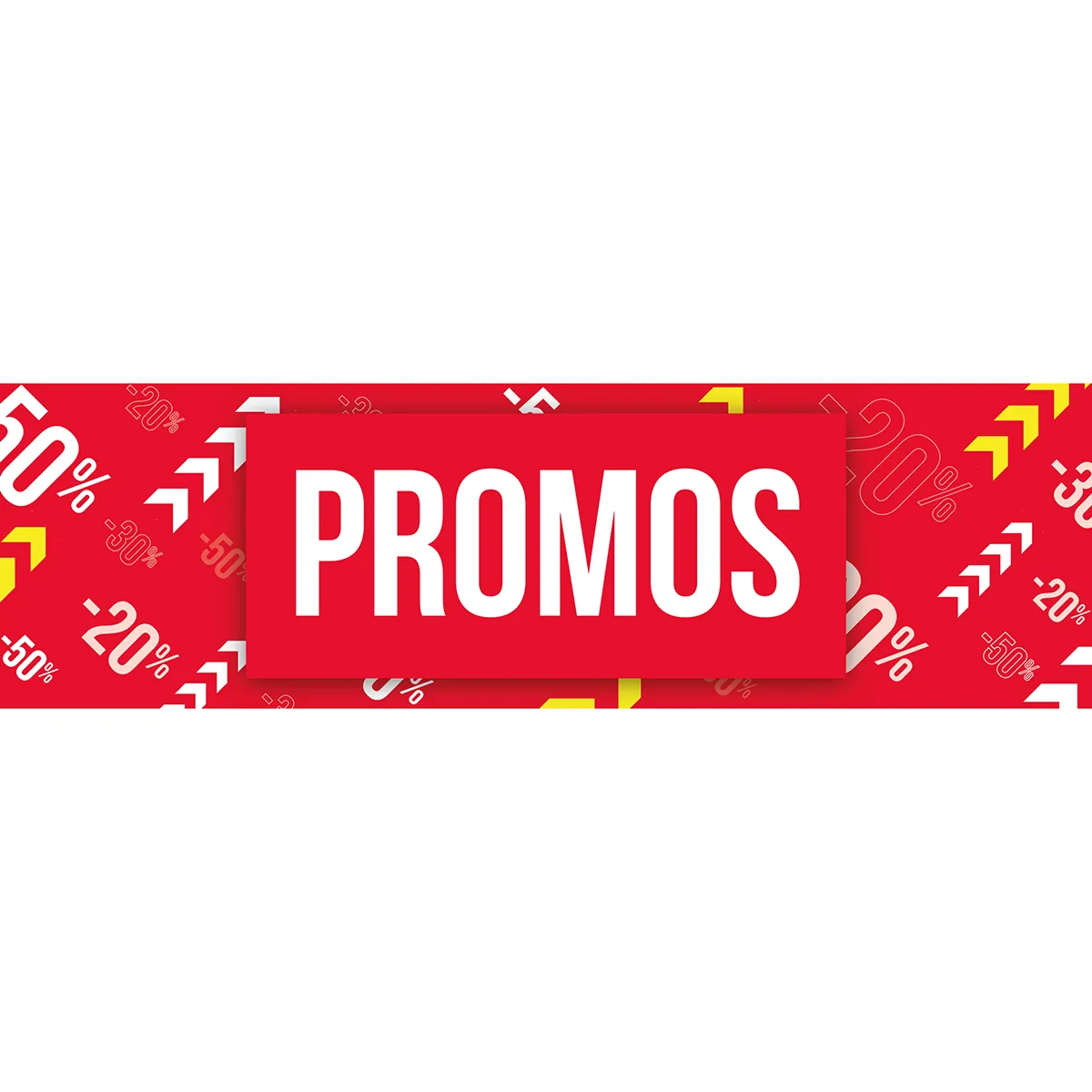 Affiche PROMOS 80 x 25 cm rouge/blanc/jaune papier ½ mat 170 g/m² - Affiches Soldes