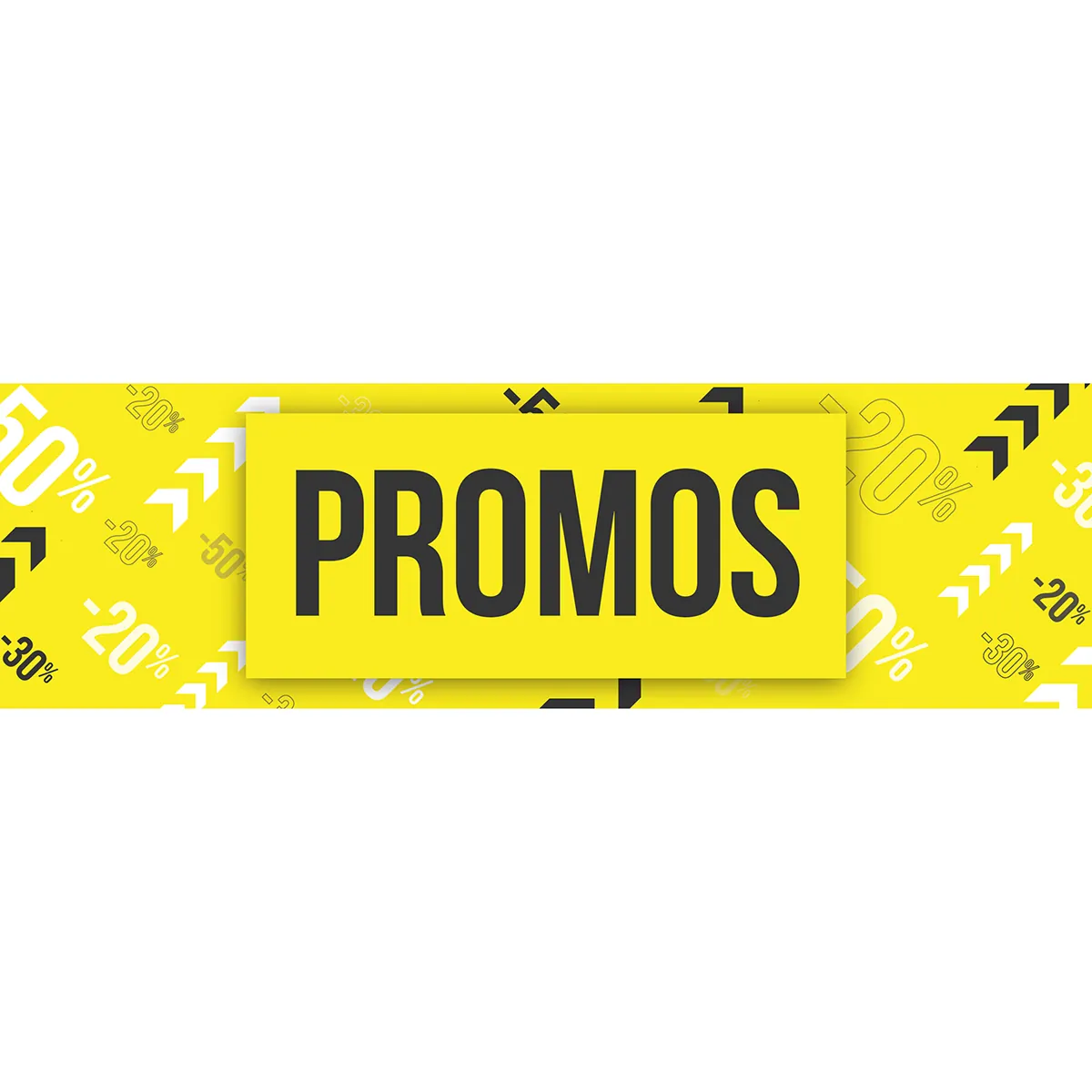 Affiche PROMOS 80 x 25 cm jaune/blanc/noir papier ½ mat 170 g/m² - Affiches Soldes