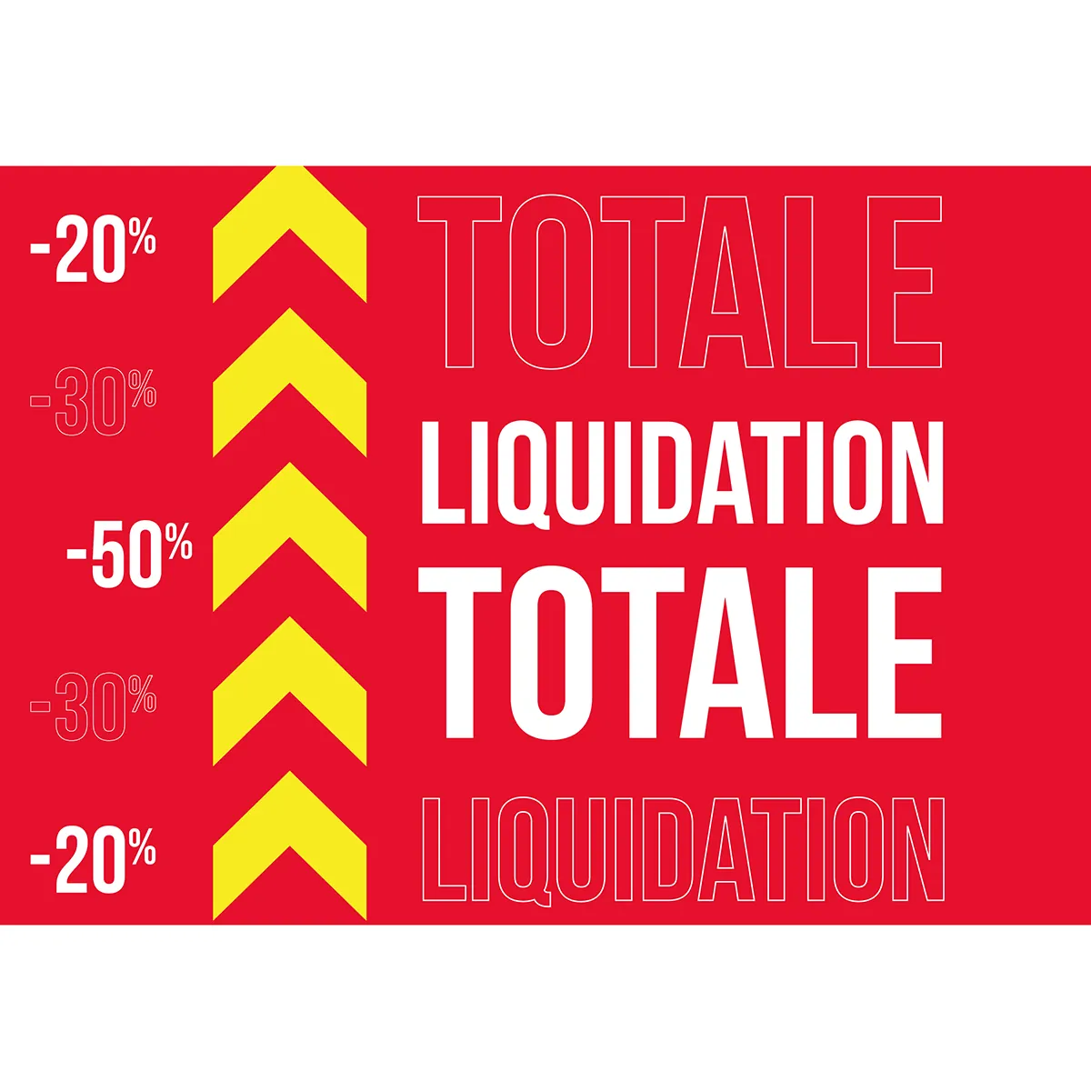 Affiche LIQUIDATION TOTALE pour vitrine rouge/jaune 115 x 80 cm – papier couché ½ mat 190 g/m² - Affiches Destockage / Liquidation