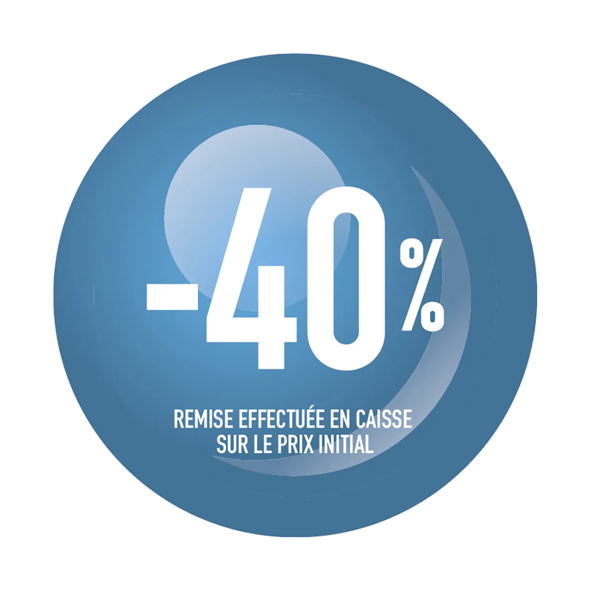 Sticker Soldes “-40%” Bleu – Pastille adhésive ø10mm - Lot de 500 - Étiquettes adhésives Soldes
