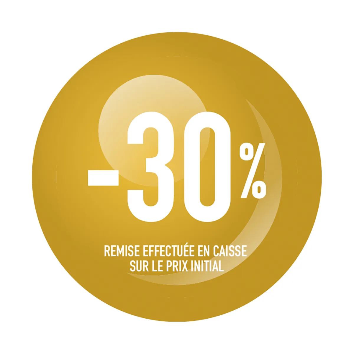 Sticker Soldes “-30%” Jaune – Pastille adhésive ø25mm - Lot de 500 - Étiquettes adhésives Soldes