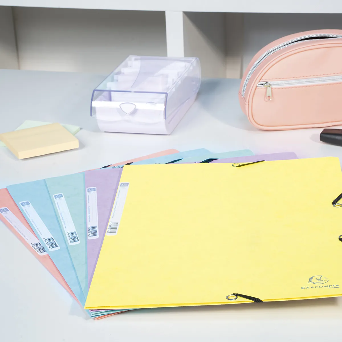 Chemise 3 rabats à élastiques A4 carte lustrée 400g Exacompta Aquarel Pastel - Chemise élastique - Lot de 5 - Chemises à élastique, Chemises dossier-2