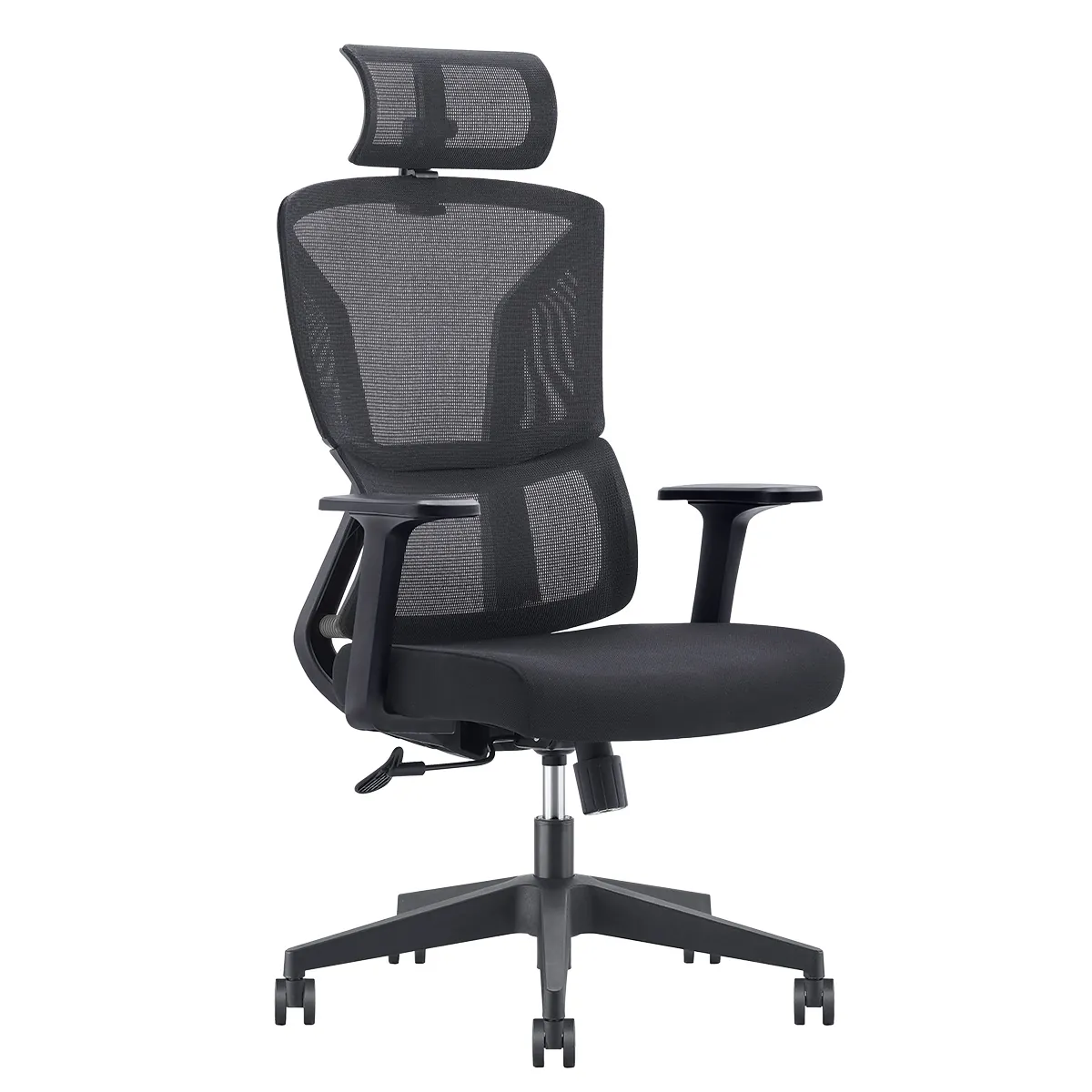 Fauteuil de bureau ergonomique haut dossier avec appui‑tête 520 Noir - Dossier résille, soutien lombaire, charge 110 kg - Sièges de bureaux-1