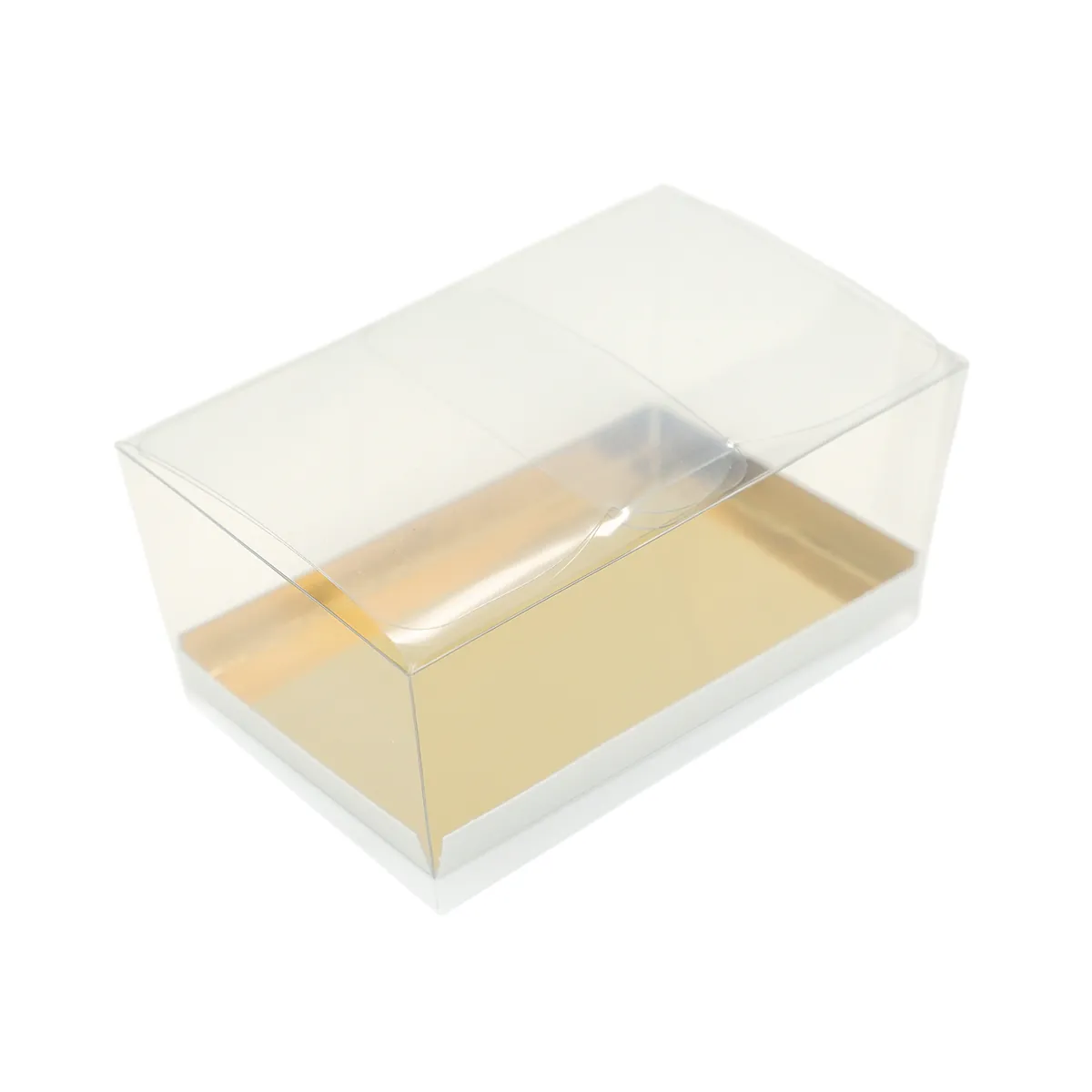 Ballotin transparent fermeture à patte fond doré PVC 12,5 x 8 x 6,5 cm - Lot de 10 - Ballotins chocolats vides-1