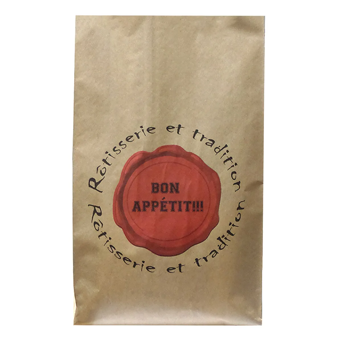 Sachet poulet rôti ingraissable papier kraft 20 + 8 x 35 cm – Brun – Sac Poulet - Carton de 500 - Films, papiers et pochettes alimentaires