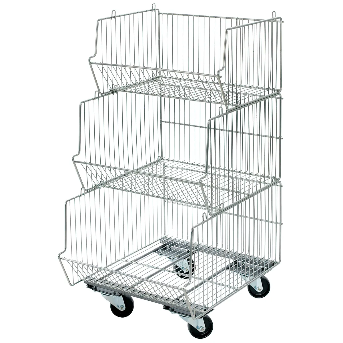 Corbeille fil empilable 49 x 40 x 25 cm zingué - Panier fil métal - Corbeilles fil-1