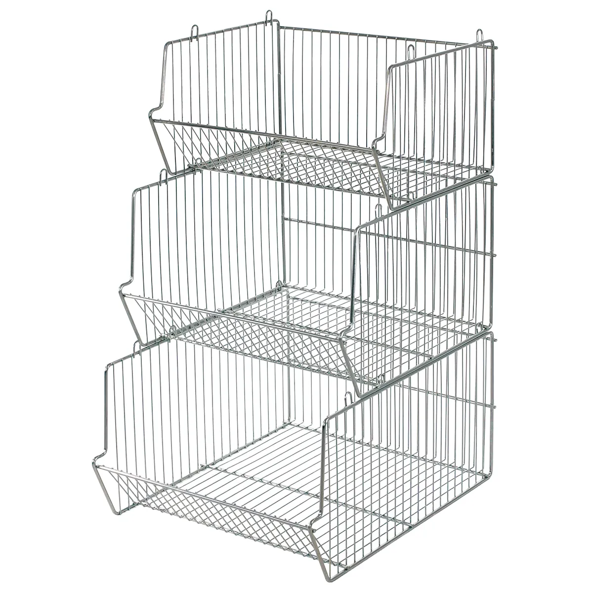 Corbeille fil empilable 49 x 40 x 25 cm zingué - Panier fil métal - Corbeilles fil-2