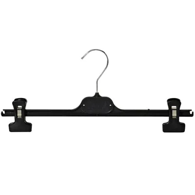 Cintre à pinces noir plastique 36 cm - Cintre pantalon - Cintre jupe - Lot de 100 - Cintres à pinces