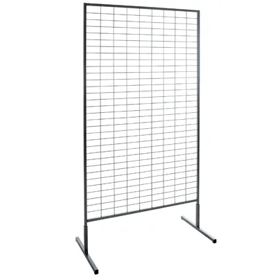 Présentoir grille d'exposition sur pied, métal, gris, 100 x 187,5 cm - Grilles en Kit