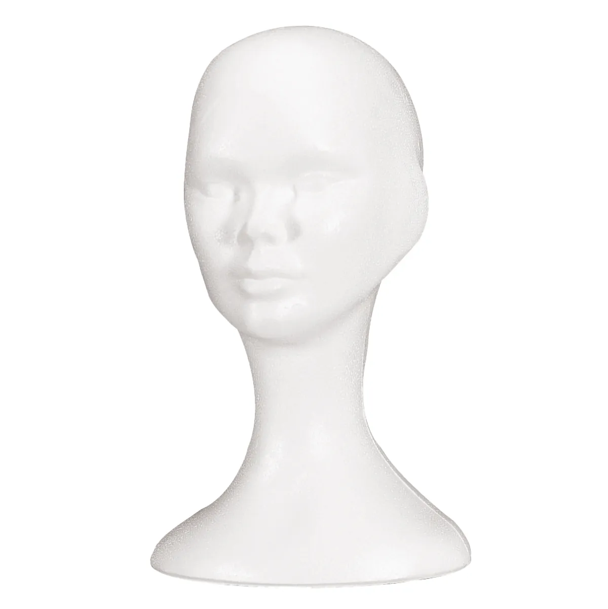 Tête mannequin femme polystyrène H 34 cm - Tête pour perruque, chapeau - Blanc - Têtes