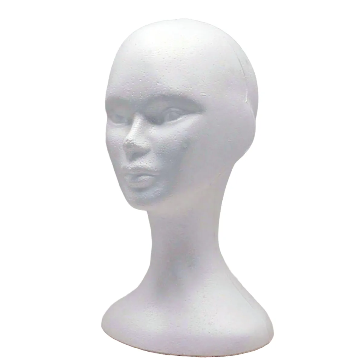 Tête mannequin femme polystyrène H 34 cm - Tête pour perruque, chapeau - Blanc - Têtes-3
