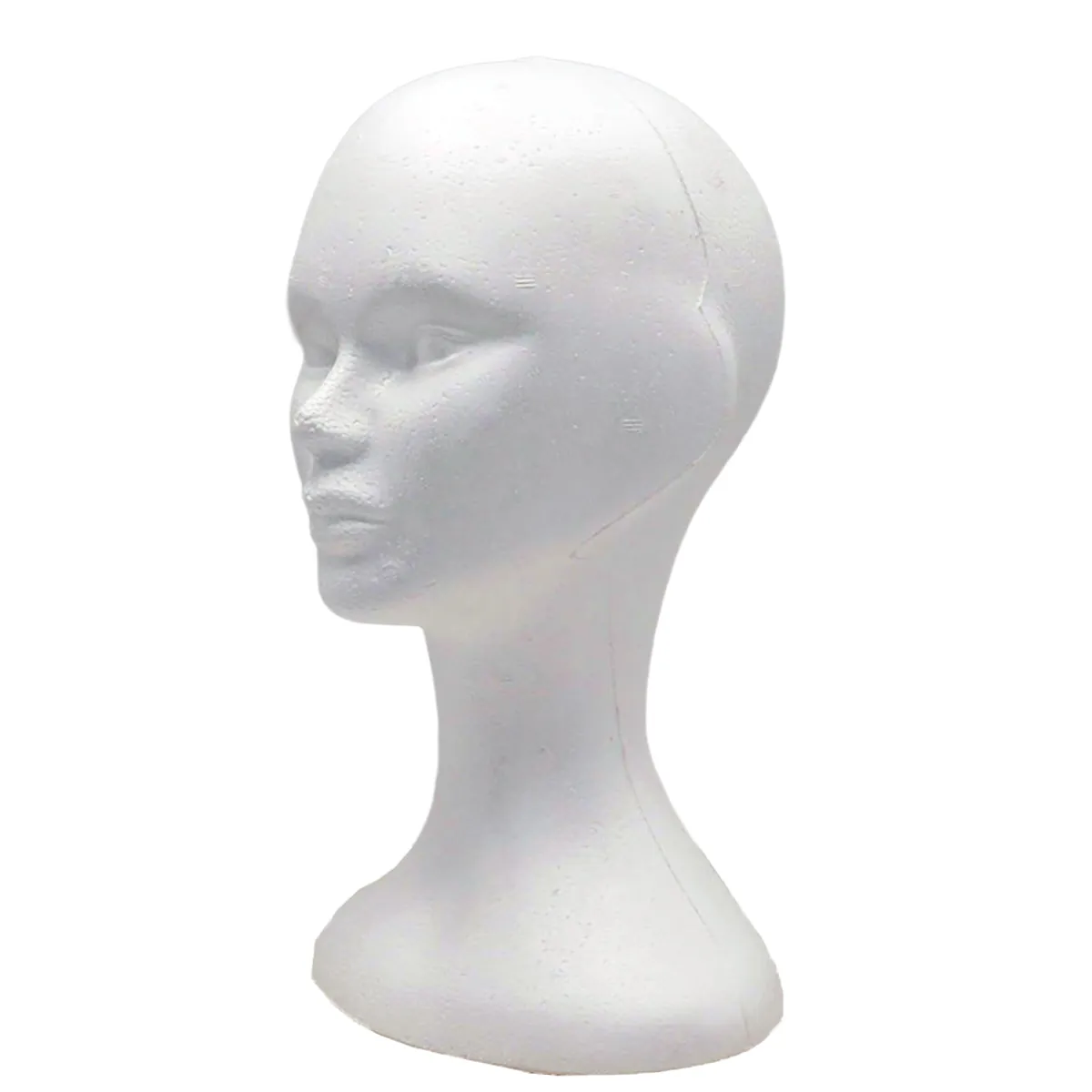 Tête mannequin femme polystyrène H 34 cm - Tête pour perruque, chapeau - Blanc - Têtes-4