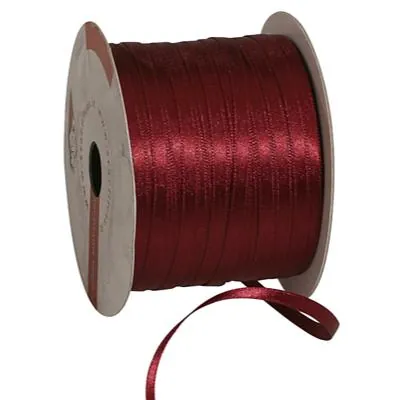 Ruban satin bordeaux double face 6 mm x 91 m - Rubans tissu, Cordons
