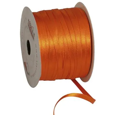 Ruban satin orange double face 6 mm x 91 m - Rubans tissu, Cordons