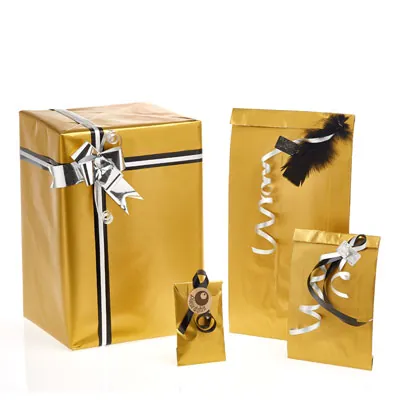 Pochette cadeau papier couché Or 7 x 13,5 cm - Sachet papier - Lot de 250 - Pochettes cadeaux unies-1