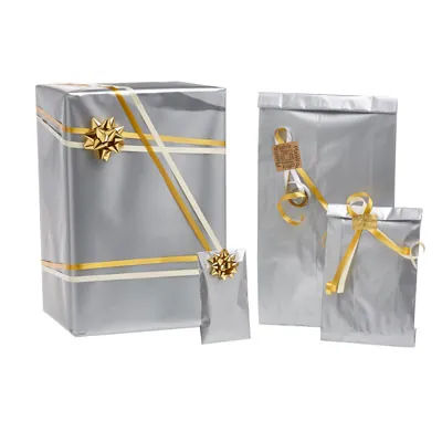 Pochette cadeau papier couché Argent 7 x 13,5 cm - Sachet papier - Lot de 250 - Pochettes cadeaux unies-1