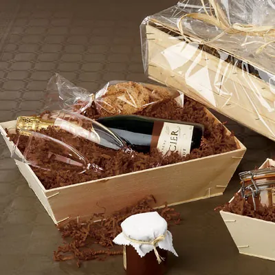 Panier en bois naturel contreplaqué 29,5 x 19,5 x 8 cm - Paniers bois, Caisses bois-1