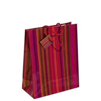 Sac pelliculé mat rouge poignées cordelettes Monaco 17,8 x 9,8 x 22,9 cm 157 g/m², paquet de 20 - Sacs pelliculés à motifs