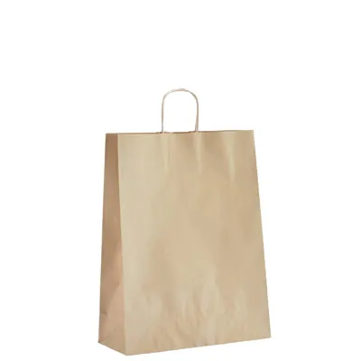 Sac kraft brun poignées torsadées 32 x 12 x 41 cm - Sac papier kraft - Paquet de 250 - Sacs kraft brun poignées torsadées