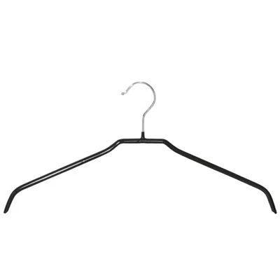 Cintre métal antidérapant renforcé avec fil gainé 45 cm - Cintre plat - Lot de 60 - Cintres métal