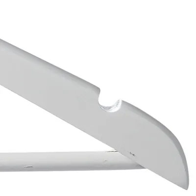 Cintre bois blanc avec barre et encoches 44,5 cm - Cintre chemise - Cintre costume - Lot de 3 - Cintres bois-1