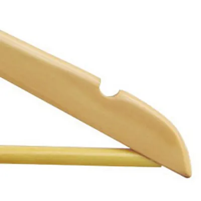 Cintre antivol bois naturel avec barre et encoches 44,5 cm - Cintre professionnel - Lot de 8 - Cintres bois-2