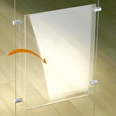 Porte-visuel A3 vertical plexi transparent 29,7 x 42 cm - Porte-affiche A3 portrait - Câbles et cimaises